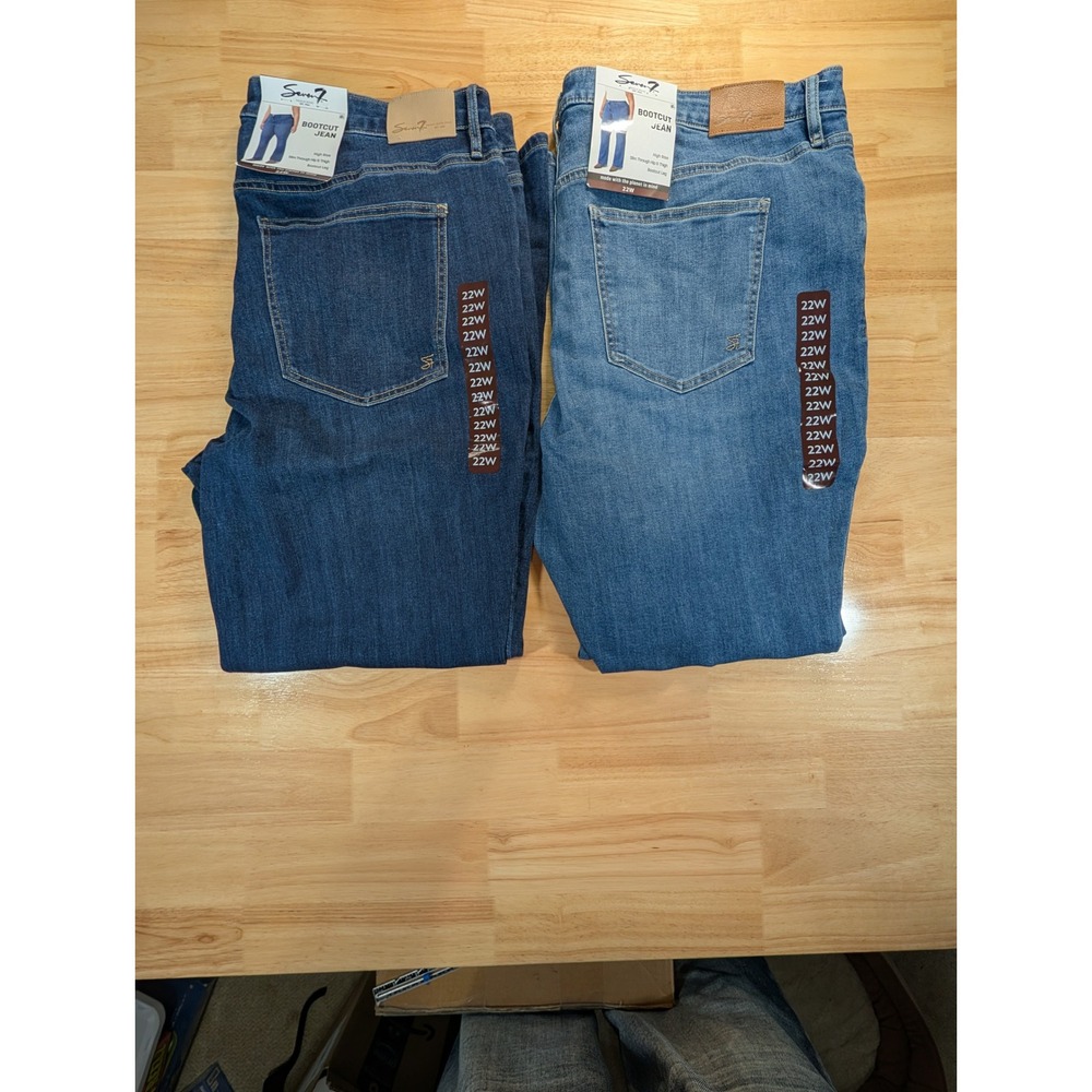 Seven7 Womens Plus Size 22W High Rise Bootcut Jeans Lot of 2 Canyon Ocean‎ Drift